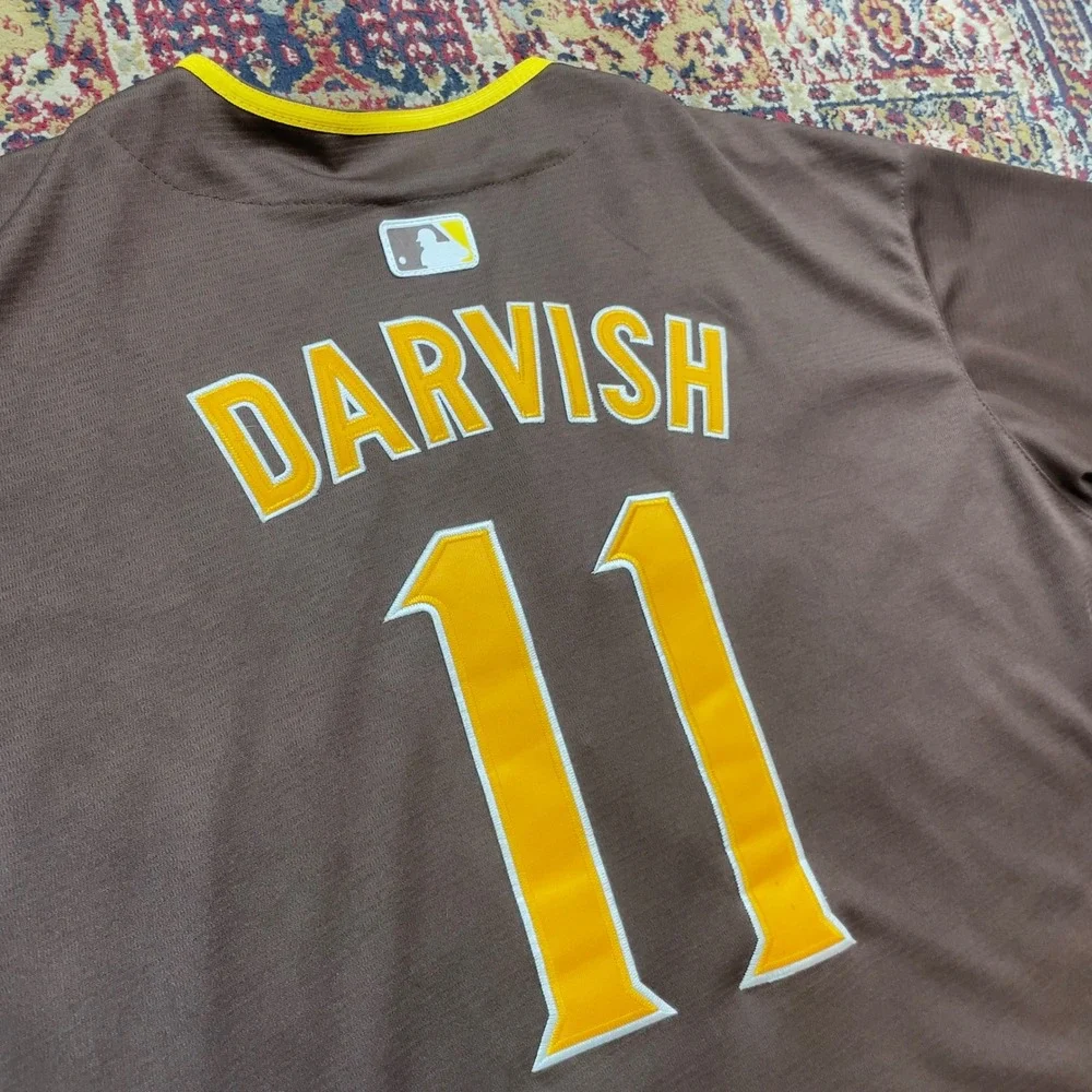 00s San Diego Padres Yu Darvish Nike Baseball Jersey Brown Yellow‎ Stitched XXXL
